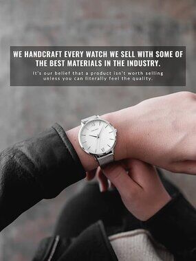 Vincero Silver Mesh Watch Eros White Face